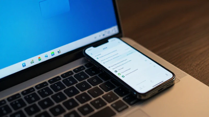 Laptop y móvil bajo luz suave