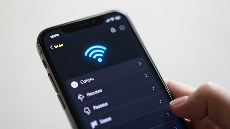 Smartphone muestra ajustes con señal brillante