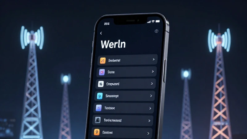 Smartphone en ajustes con torres luminosas