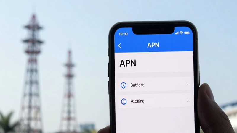 Pantalla muestra ajustes APN tenuemente enfocada