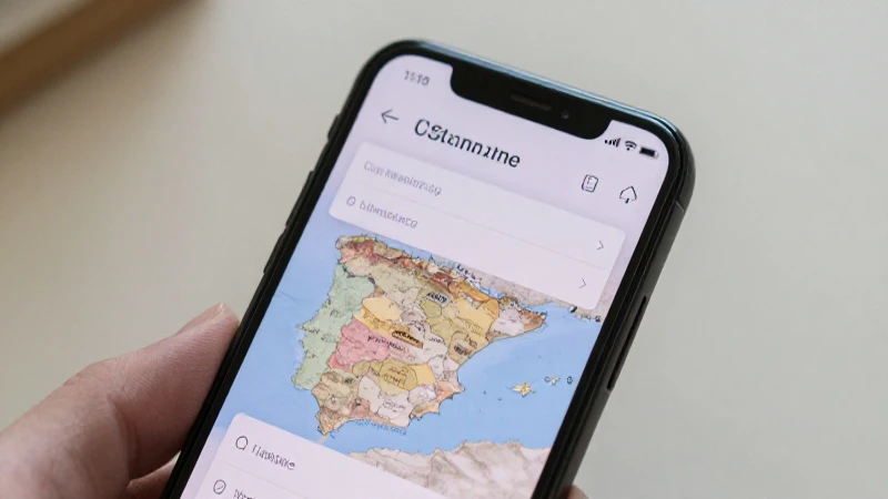 Teléfono muestra mapa aéreo de España