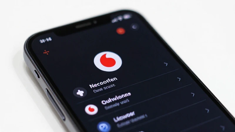 Teléfono inteligente muestra ajustes con icono Vodafone
