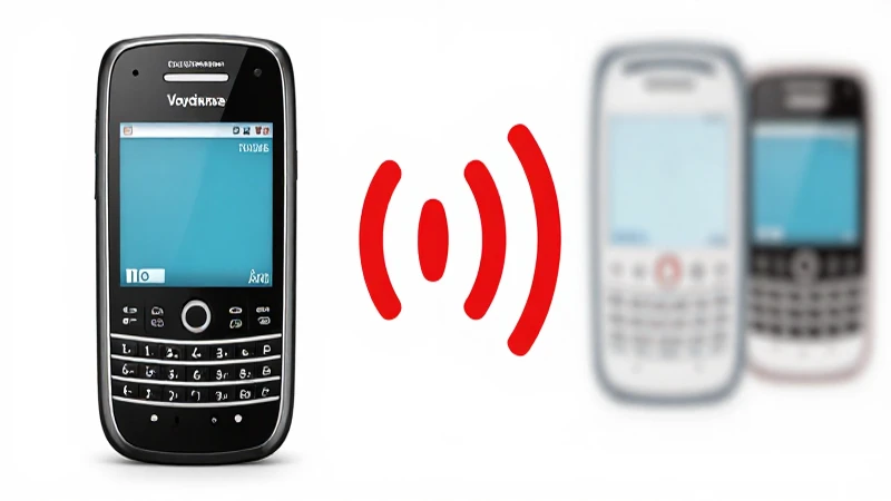 Teléfono BlackBerry, señal Vodafone, iluminación brillante