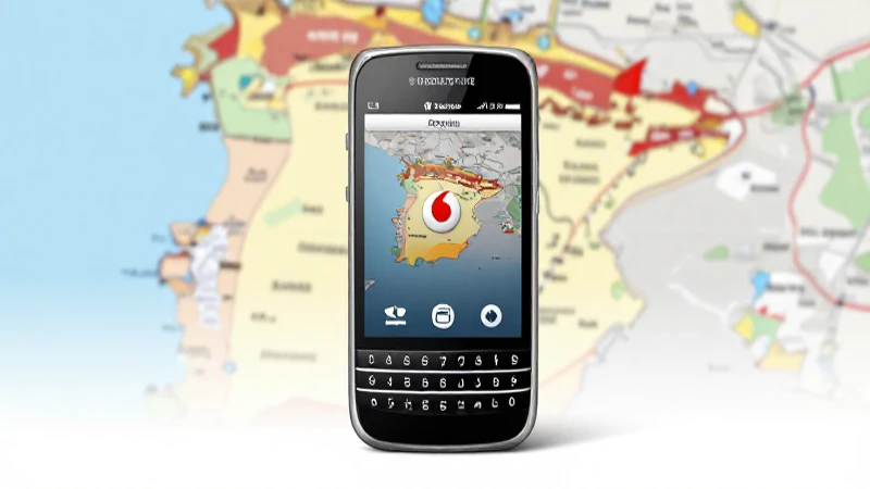 Teléfono BlackBerry sobre mapa, luz suave