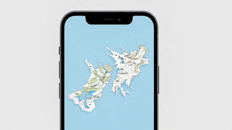 Pantalla móvil con mapa de las Islas Malvinas