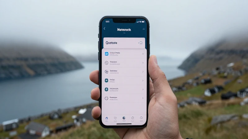 Teléfono muestra configuración en Islas Feroe