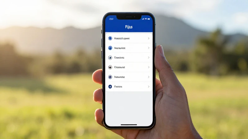 Smartphone muestra configuración con paisaje fijiano