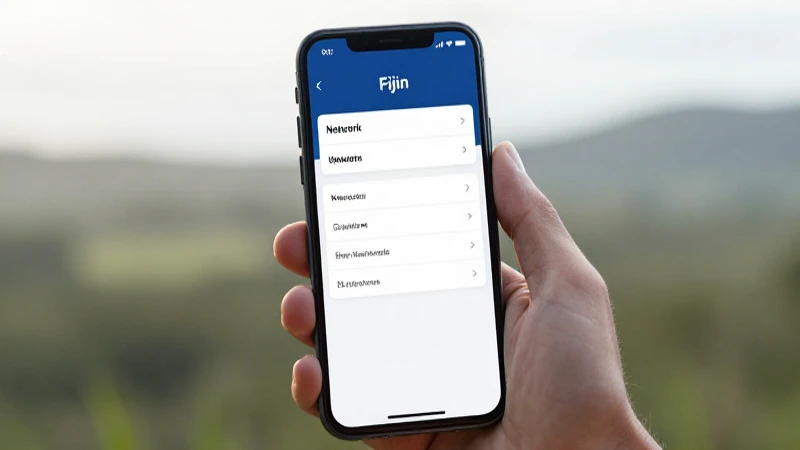Teléfono muestra ajustes con paisaje fiyiano