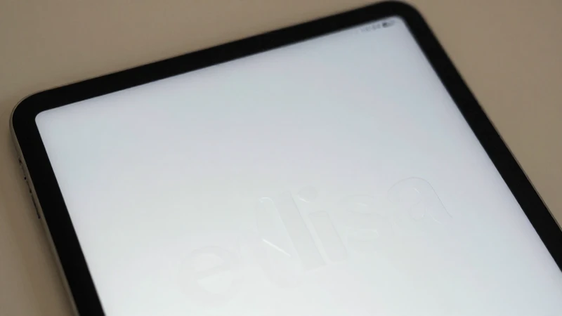 iPad con logotipo luminoso y fondo limpio
