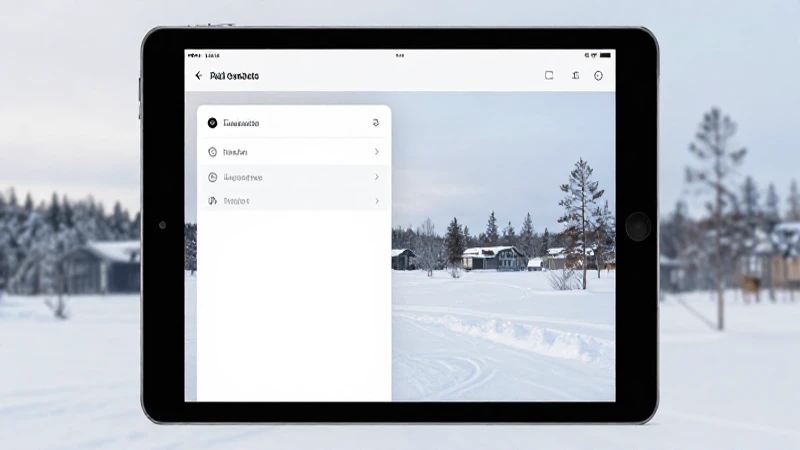 iPad muestra ajustes con paisaje nevado