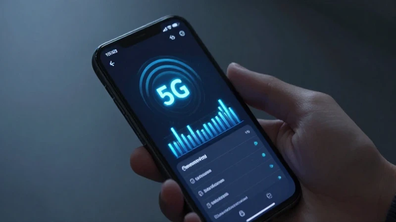 Pantalla muestra 5G con suave iluminación
