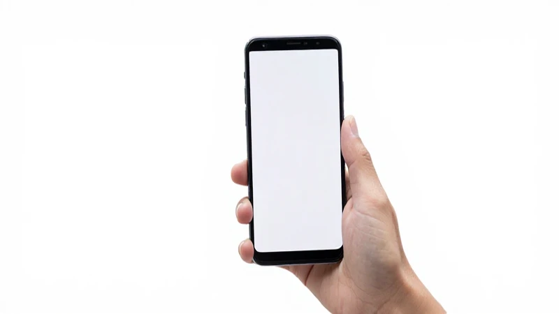 Teléfono Android en mano, luz brillante