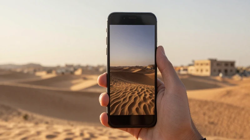 Smartphone Android con paisaje árabe y luz cálida