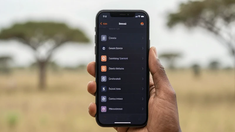Teléfono muestra ajustes con paisaje africano