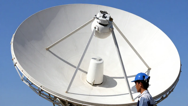 Técnico ajusta antena bajo luz brillante