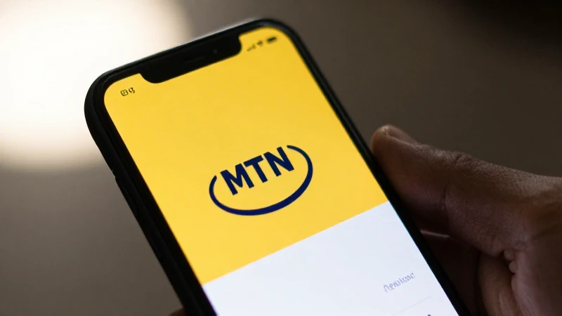 Smartphone Android con logotipo MTN, luz brillante