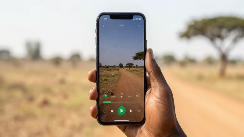 Teléfono muestra conexión con paisaje africano