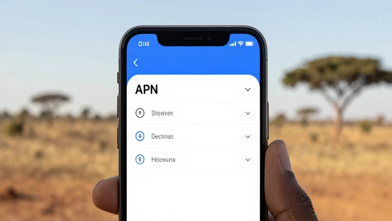 Pantalla con ajustes APN, paisaje africano cálido