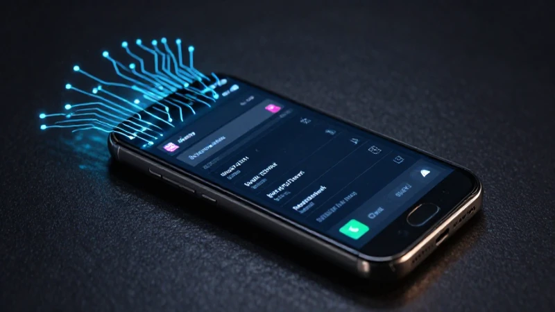 Teléfono mostrando circuitos, iluminación dramática