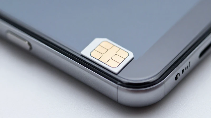 Smartphone Android con ranura SIM a foco
