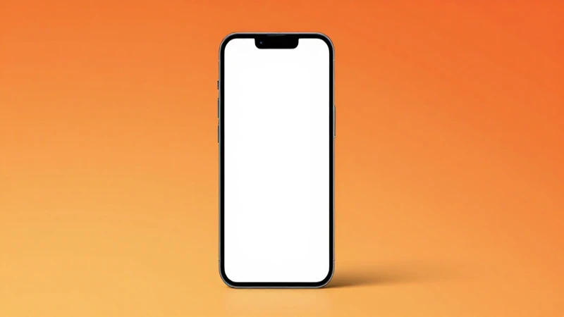 Teléfono simulado con fondo naranja vibrante