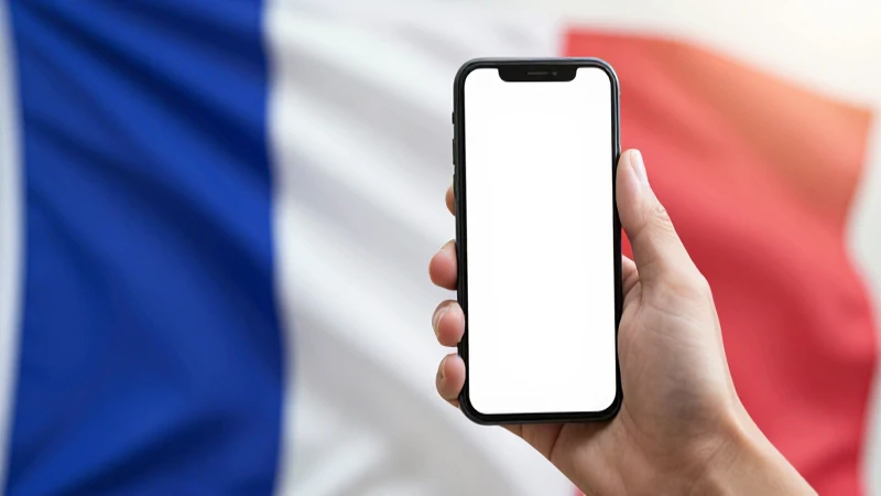 Teléfono inteligente con bandera francesa difusa