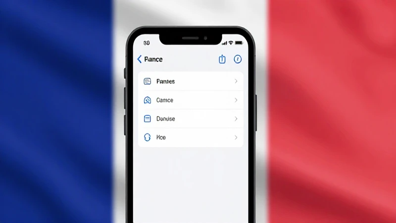 Smartphone con menú ajustes ante fondo francés