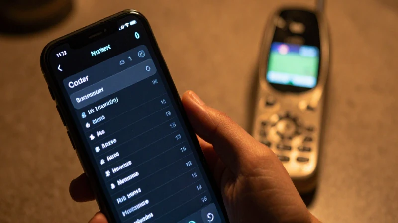 Smartphone moderno con teléfono antiguo, luz cálida