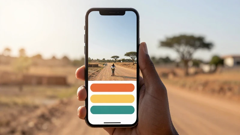 Smartphone muestra señal con paisaje africano