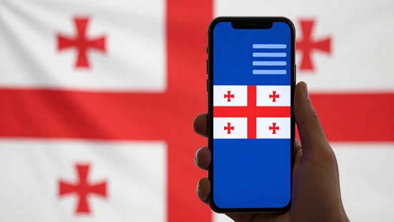 Smartphone muestra señal y bandera georgiana