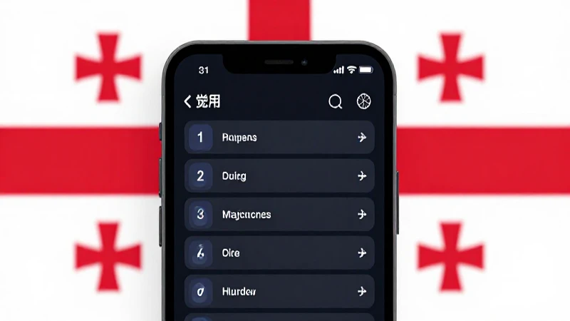 Smartphone con ajustes, bandera georgiana, primer plano