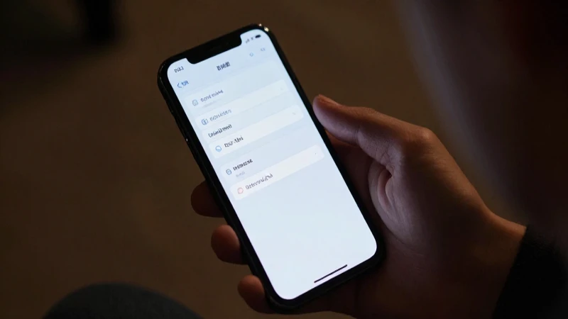 Mano sostiene smartphone con menú ajustes