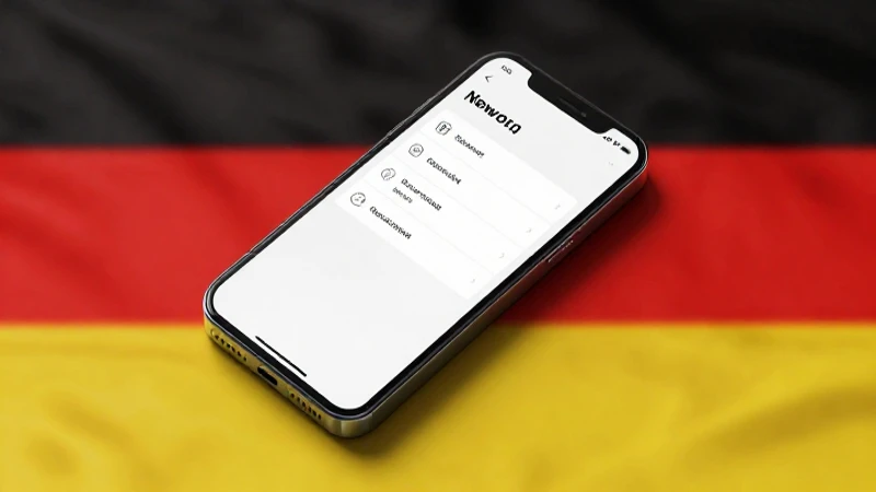 Smartphone muestra ajustes, con bandera alemana