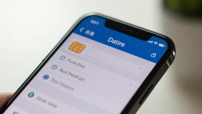 Smartphone muestra ajustes de red y tarjeta SIM