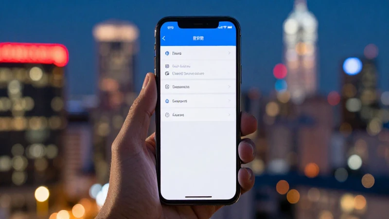 Smartphone muestra configuración con fondo urbano