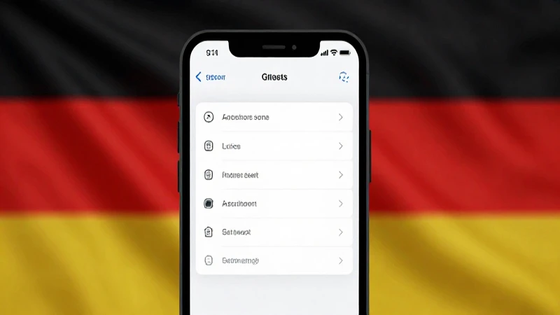 Smartphone con menú ajustes y bandera alemana