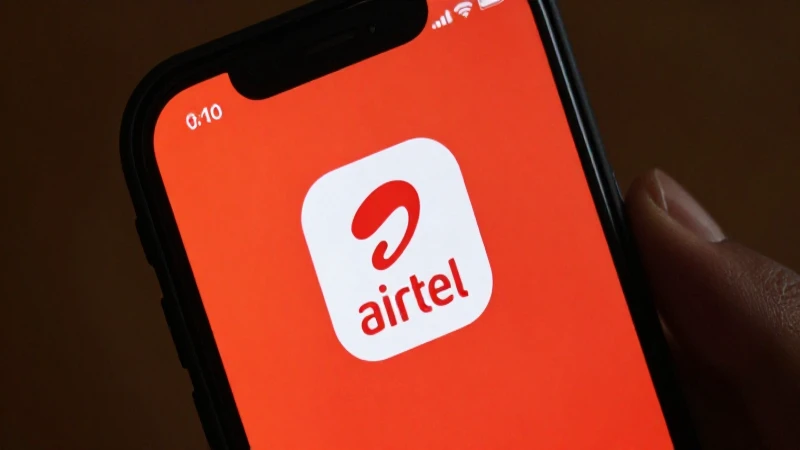 Smartphone Android con logo Airtel, iluminación cálida