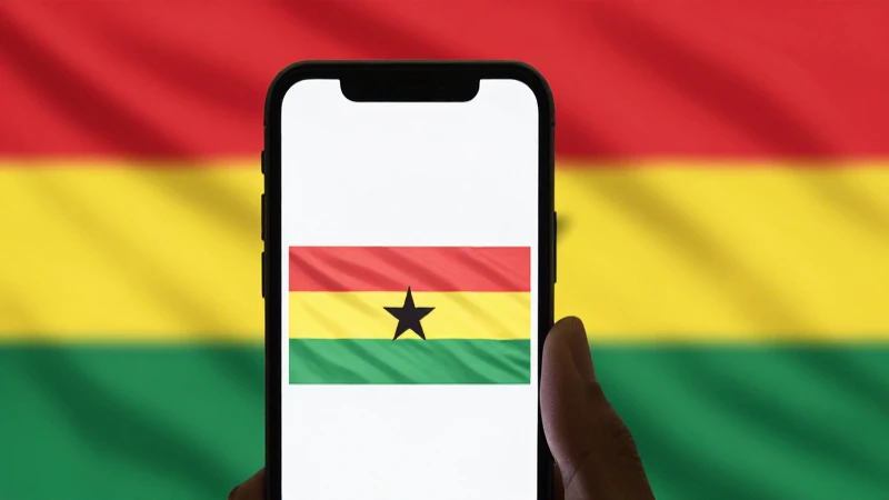 Pantalla móvil con bandera ghanesa, suave luz