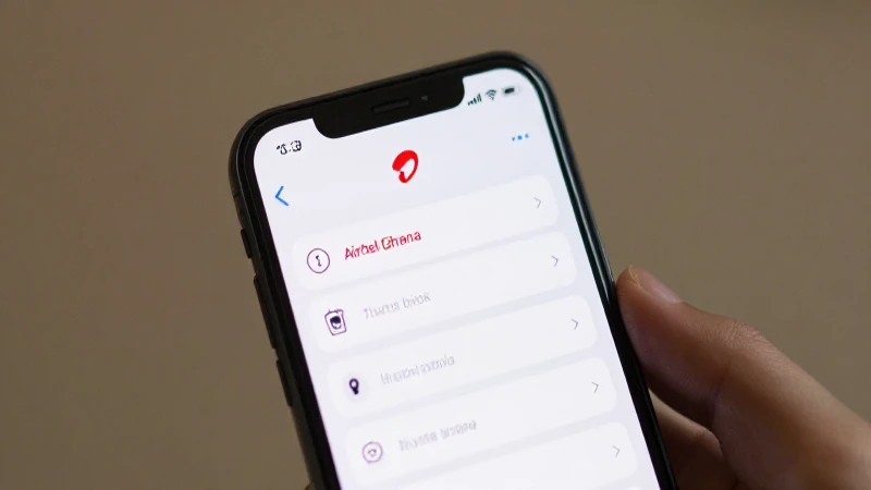 Teléfono muestra ajustes con la red Airtel