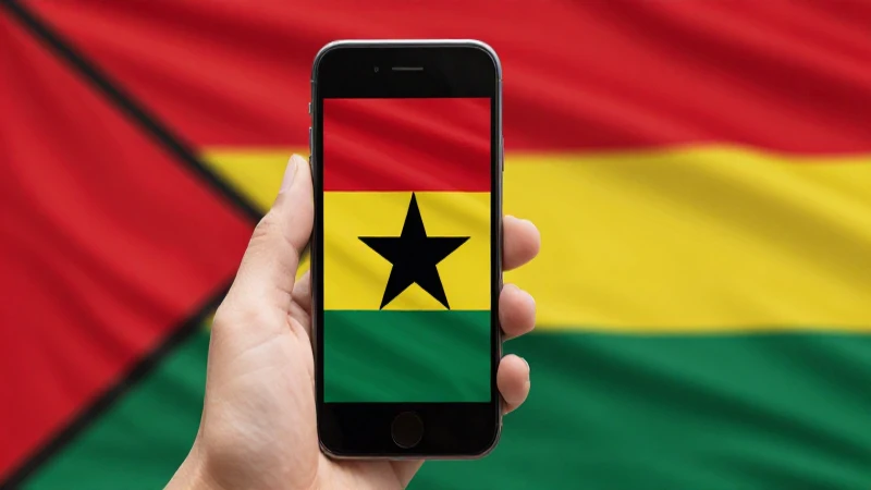 Fotografía realista: iPhone con bandera ghanesa