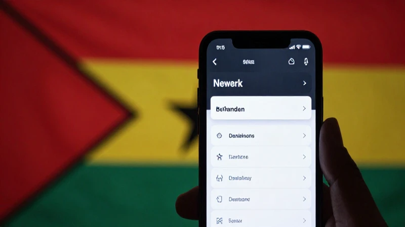 Teléfono móvil mostrando ajustes, Ghana desenfocada