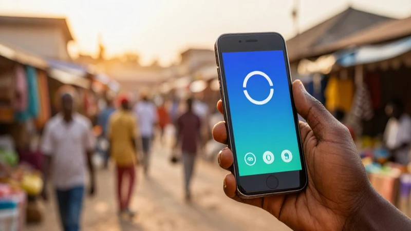 Teléfono conectado bajo luz dorada en Ghana