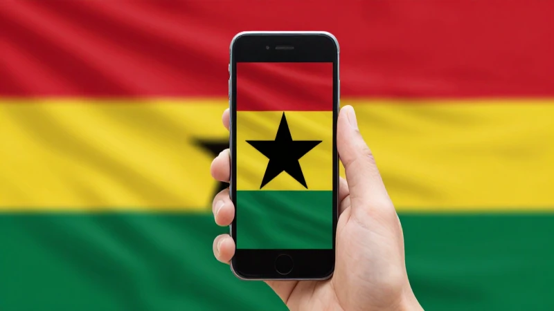 Teléfono Blackberry con fondo de bandera ghanesa