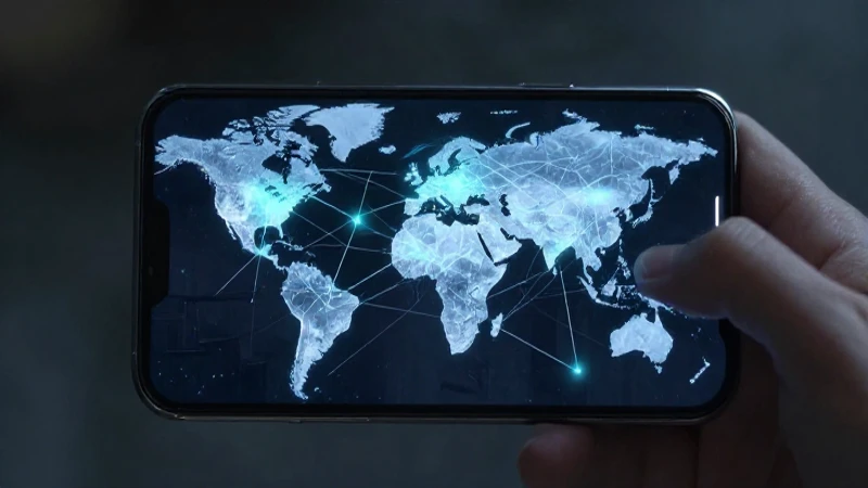 Mapa mundial brillante conectado en pantalla