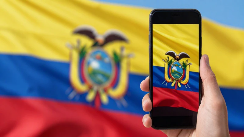 Primer plano vibrante con bandera ecuatoriana