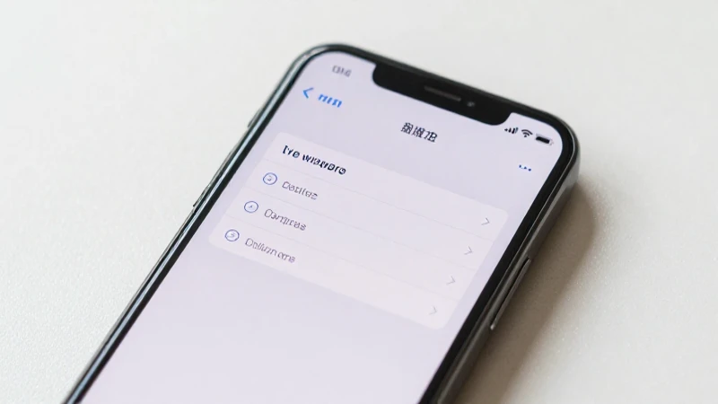 Smartphone muestra ajustes con luz suave