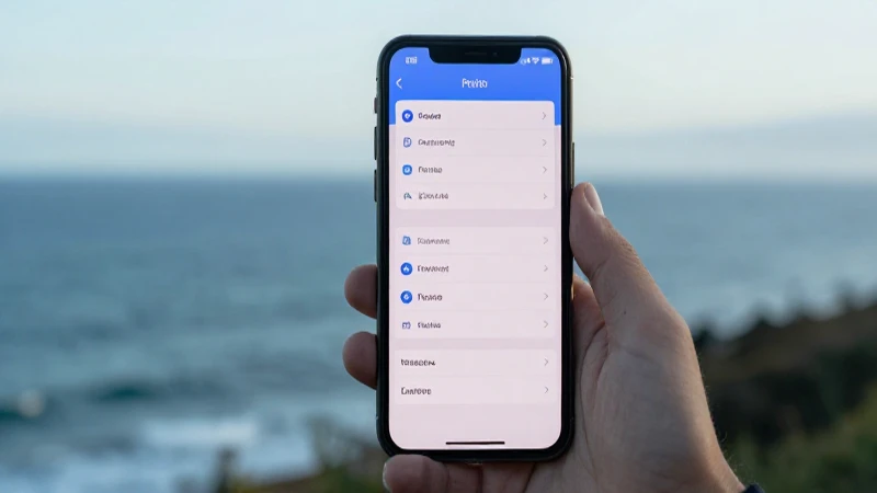 Smartphone muestra ajustes con vista al Pacífico