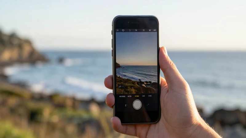 Celular Android, océano Pacífico, luz suave