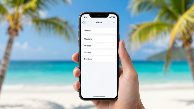 Teléfono con ajustes, isla tropical soleada