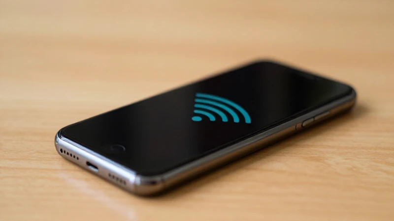 Smartphone sobre mesa con señal tenue